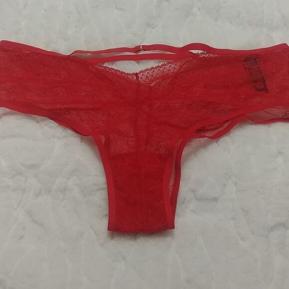 NWOT XL Vintage Victoria's Secret Very Sexy Cheeky Pink/Red Strappy Detail - Picture 13 of 17